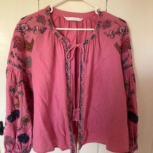 Zara Embroidered Peasant Blouse